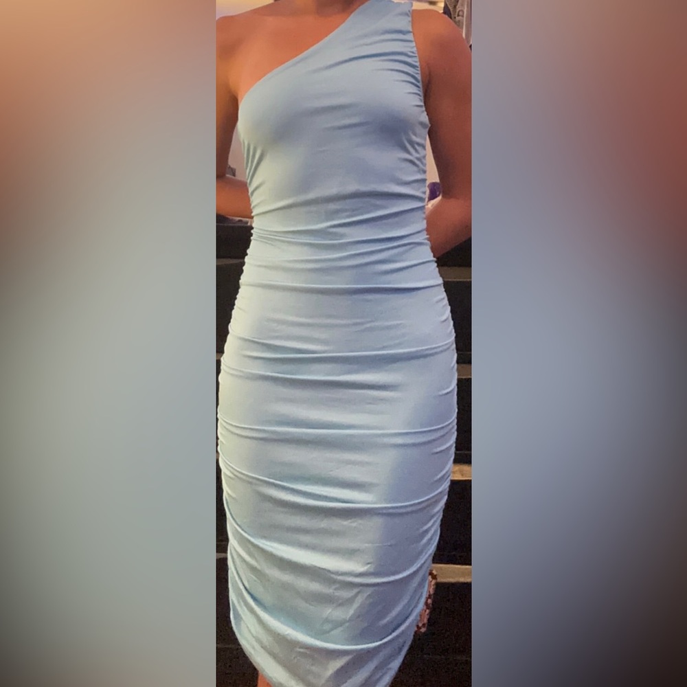 Go Fashion Light Blue Bodycon Dress Sz S 🌺Bundle & Save🌺